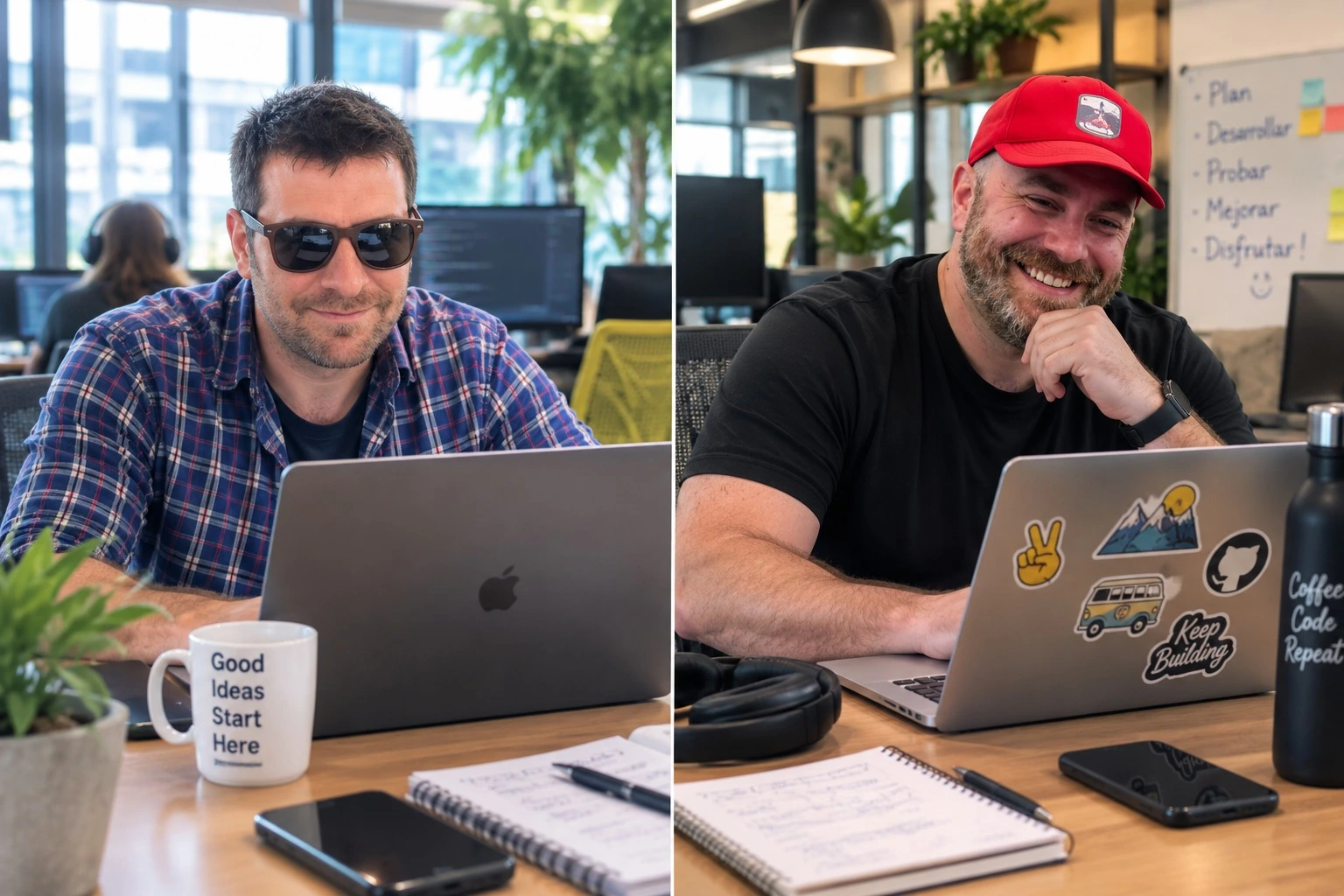 Luis and Diego from the PubliPixel team collaborating in the office